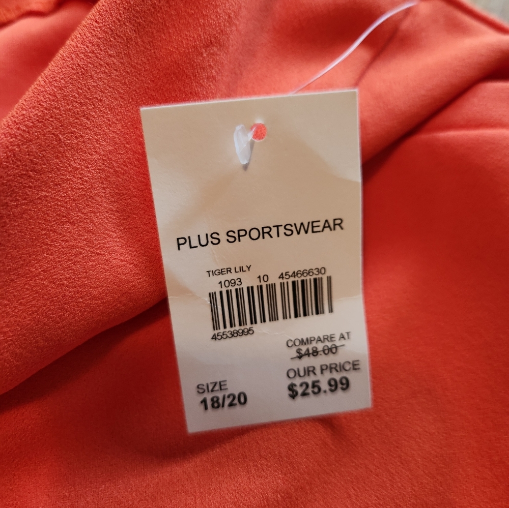 NWT Cato Plus Size 18/20W Mid-Rise Slim Ankle Pants Tiger Lily Orange Coral - Picture 8 of 10